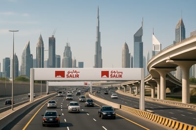 Dubai toll roads and skyline
