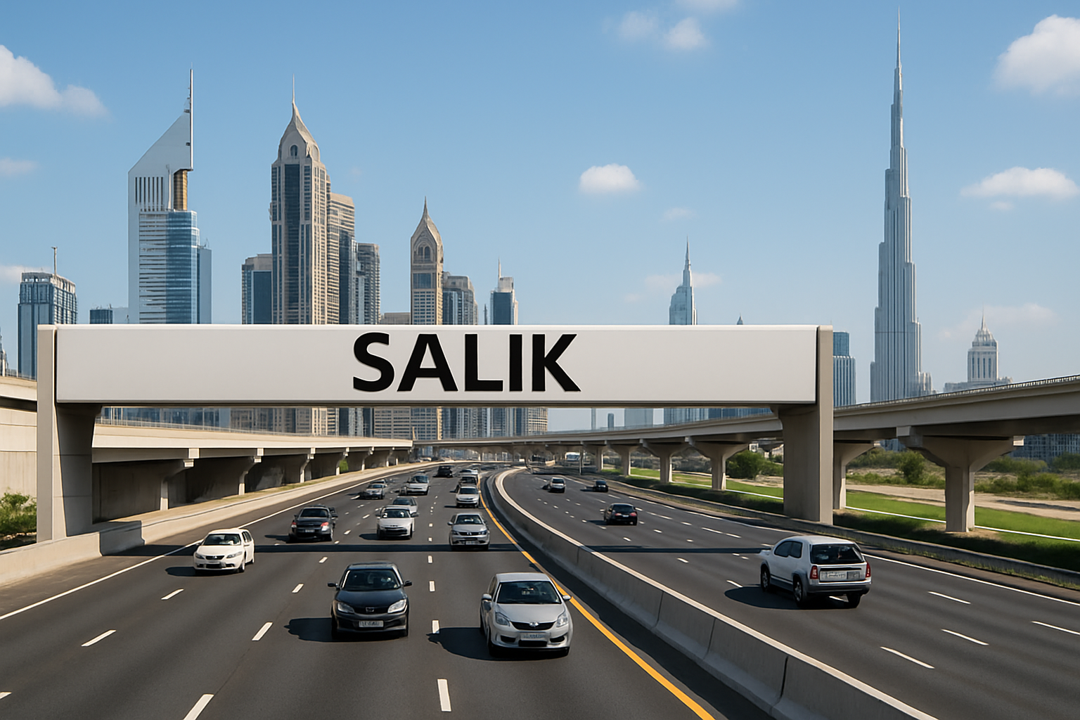 Dubai toll road with smooth traffic flow